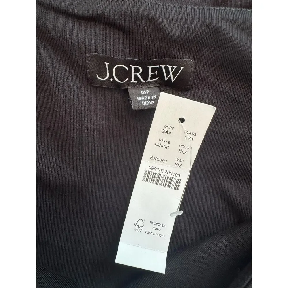 NWT J. Crew Petite Drop Waist Mixy Dress Black Size MP Midi Dress - Picture 8 of 8